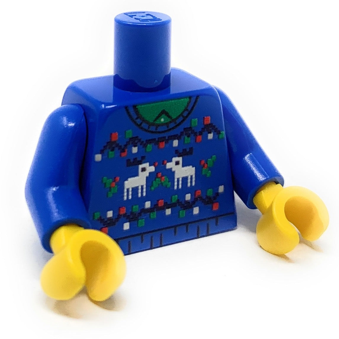B3 Customs® Ugly Blue Christmas Reindeer Sweater Printed Torso