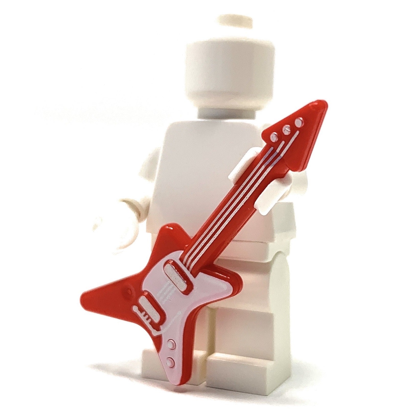 Guitar (Red / White with Silver Strings) - Official LEGO® Part