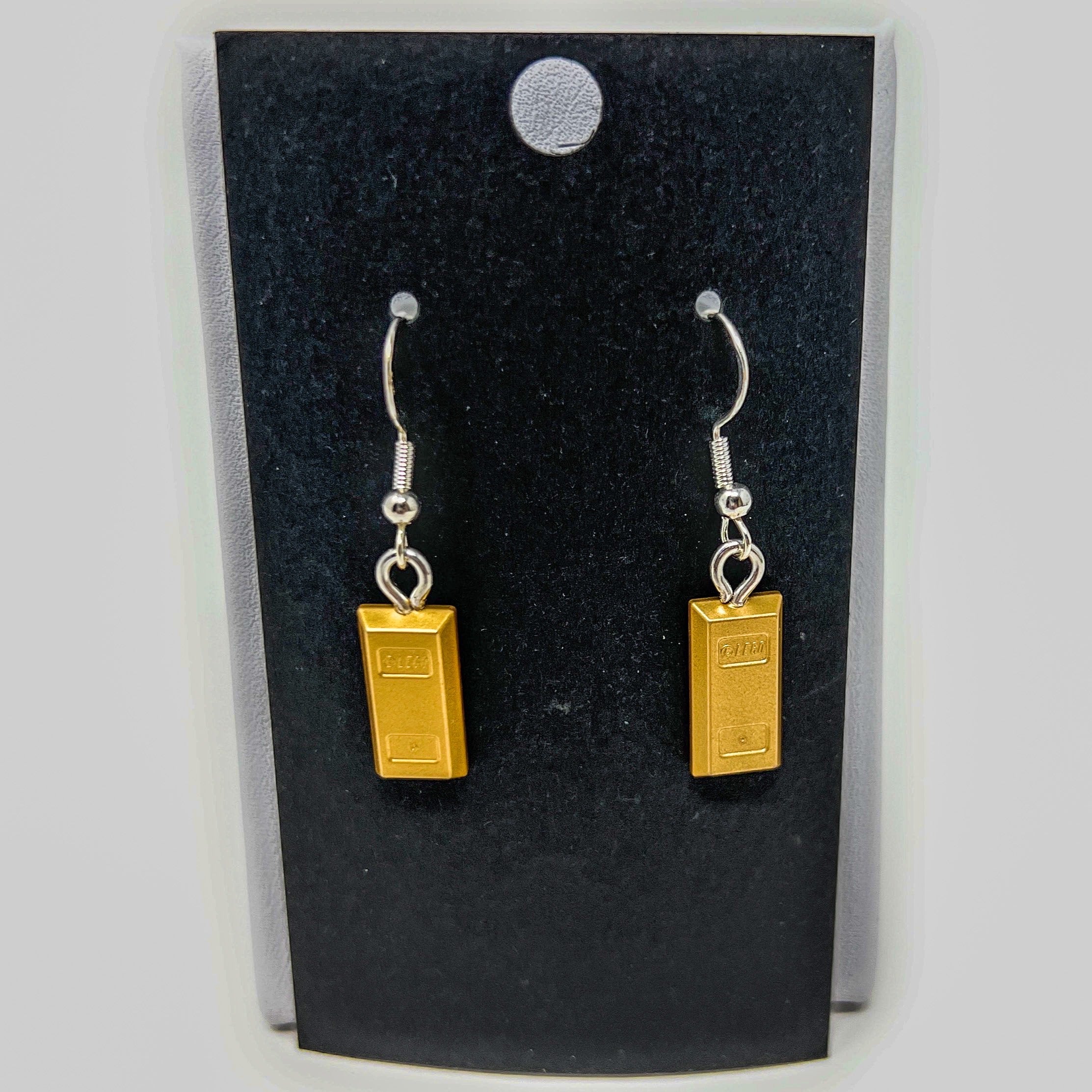 B3 Customs® Gold Bar Earrings made from LEGO Bricks