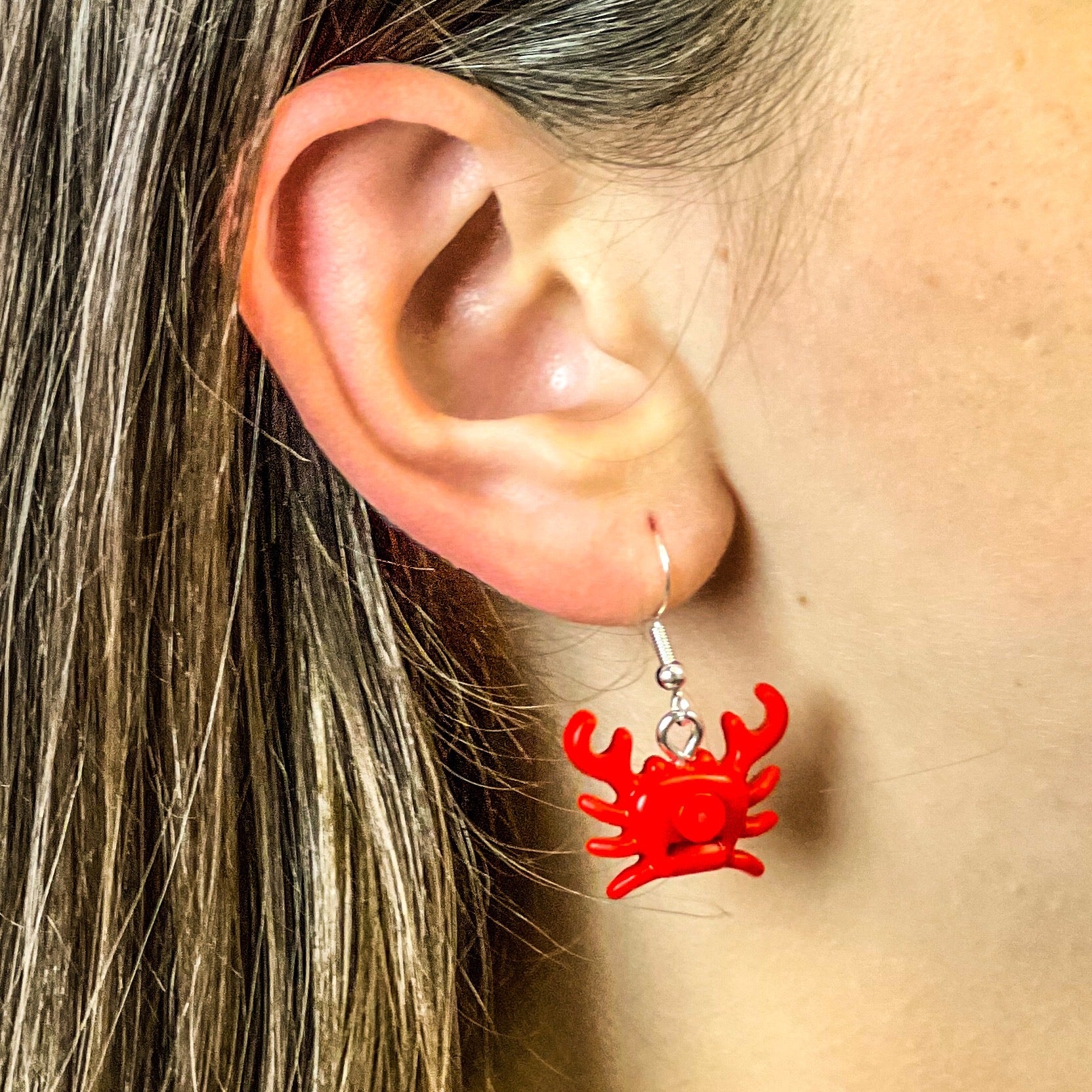 B3 Customs® Crab Earrings made from LEGO Bricks