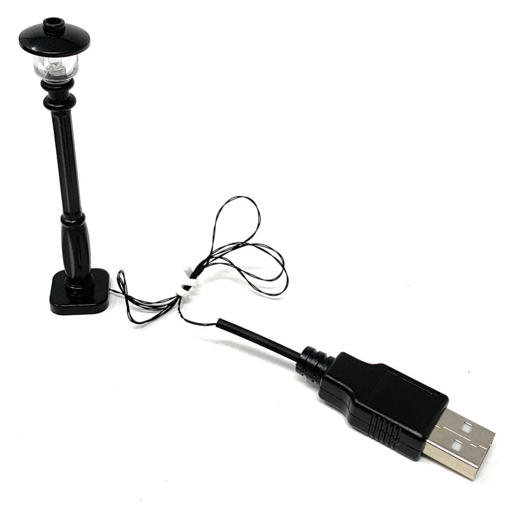 Black Light-Up Lamp Post (White / Cold Light) - USB Powered