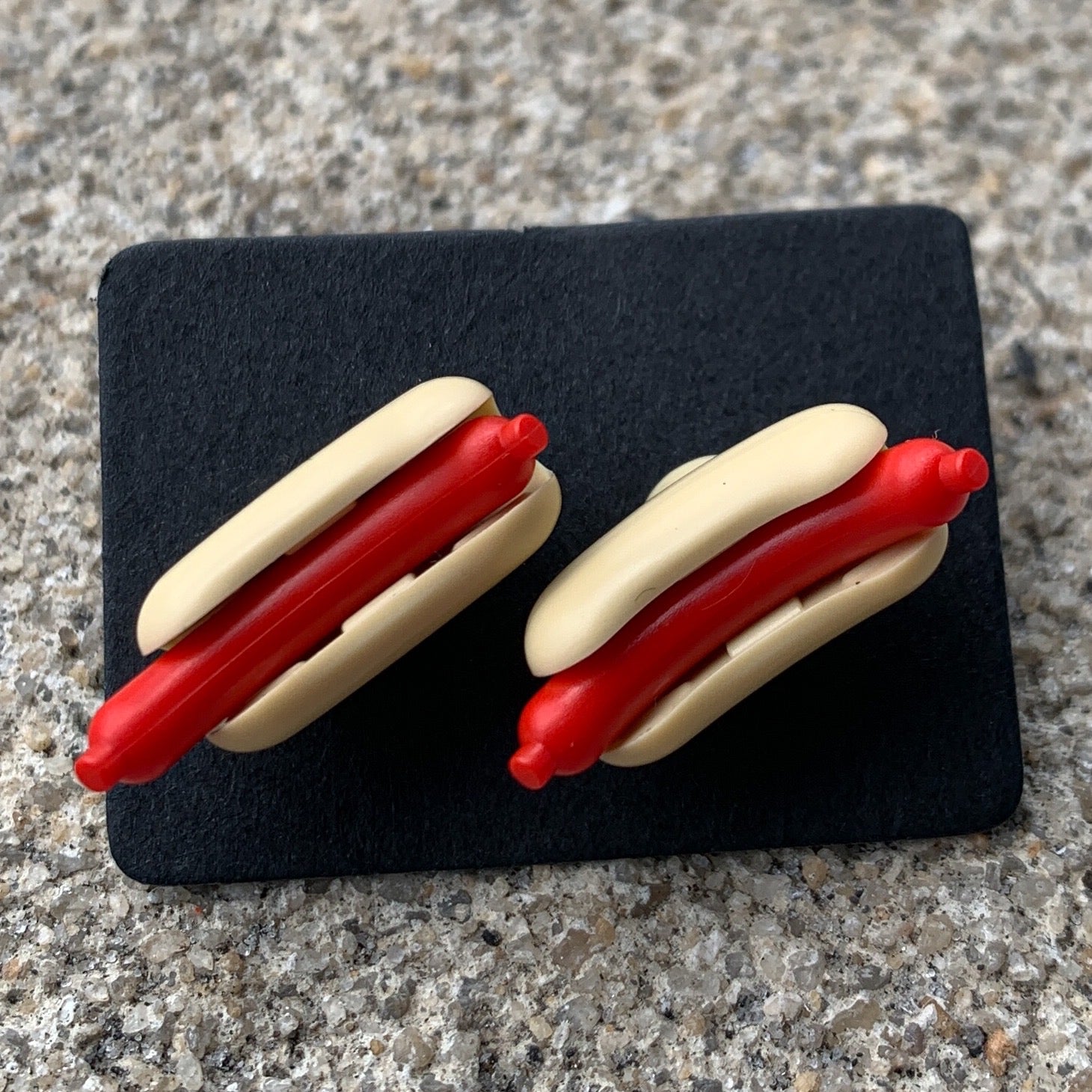 B3 Customs® Hot Dog Earrings made from LEGO Bricks