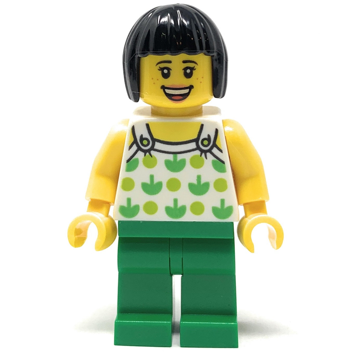 Female (White Top w/ Green Apples, Green Legs) - LEGO City Minifigure (2018)