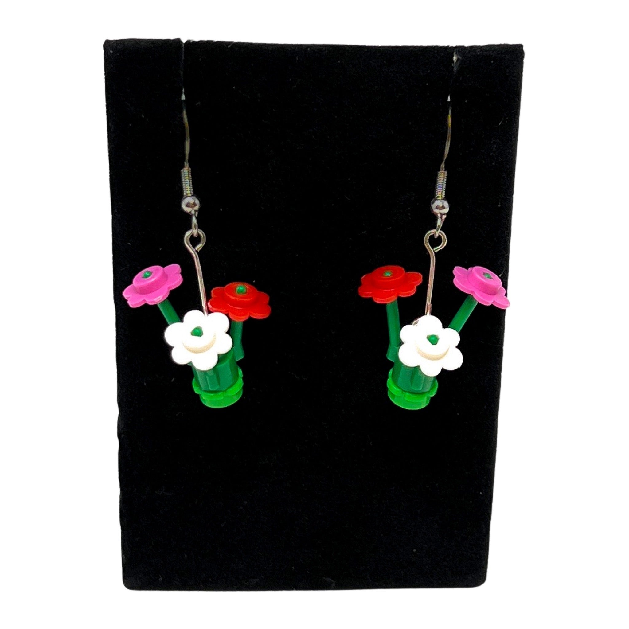 B3 Customs® Flower Bouquet Earrings made from LEGO Bricks