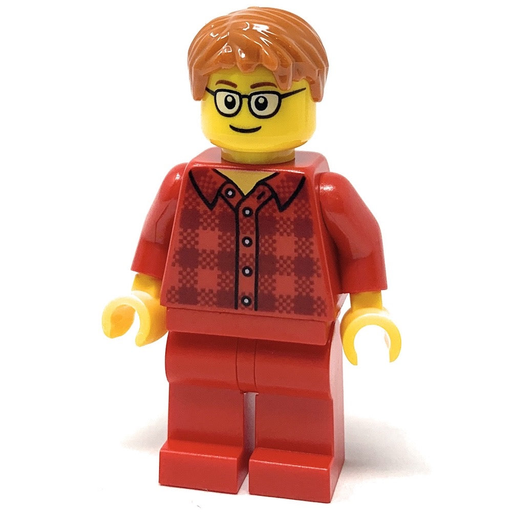 Male w/ Red Flannel Shirt / Glasses - LEGO City Minifigure (2018)