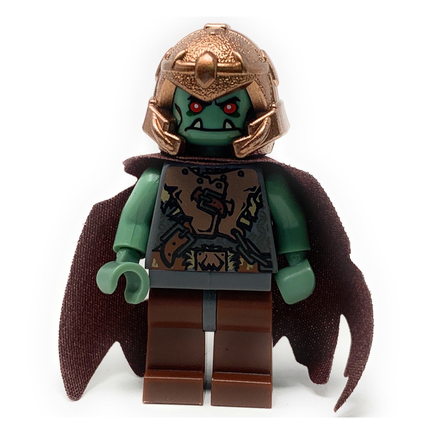 Troll Orc Warrior (Copper Helmet, Spear, Cape) - LEGO Troll Castle Minifigure (2009)