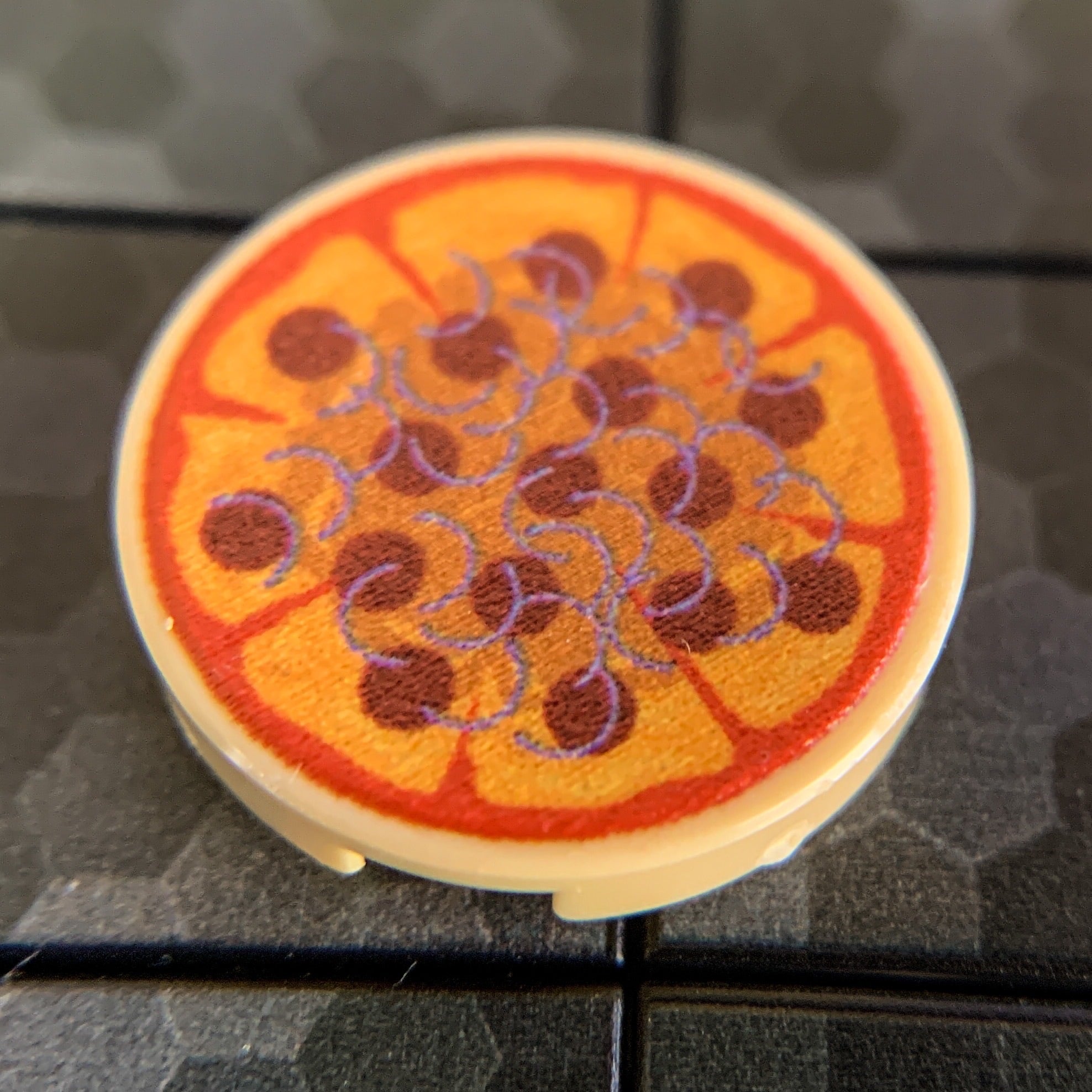 Pepperoni & Onions Pizza Pie - Custom (2x2 Round Tile)