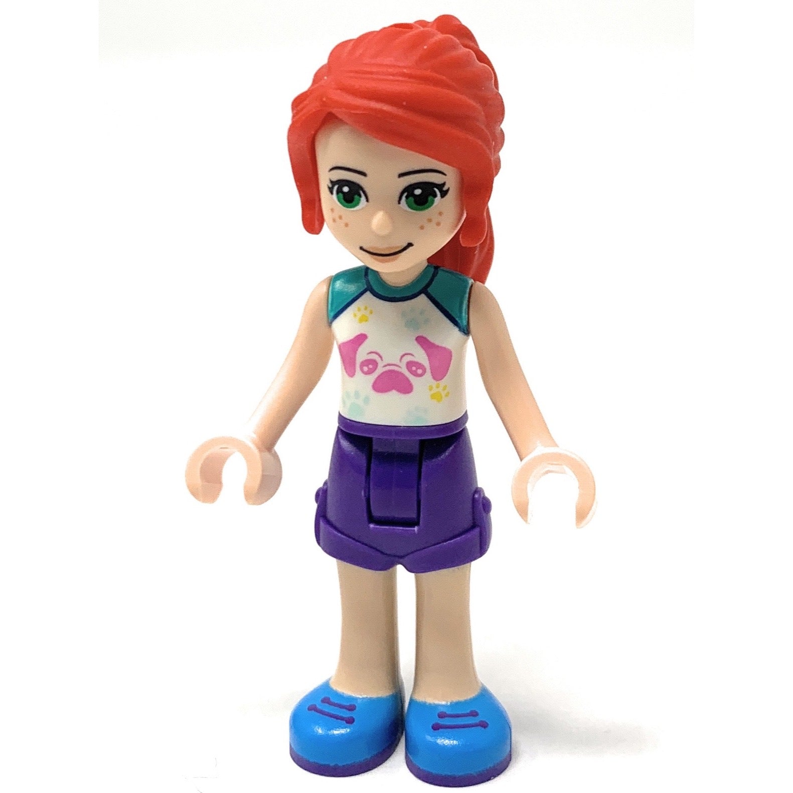 Mia (Purple Shorts / White Top with Dog) - LEGO Friends Minifigure (2021)