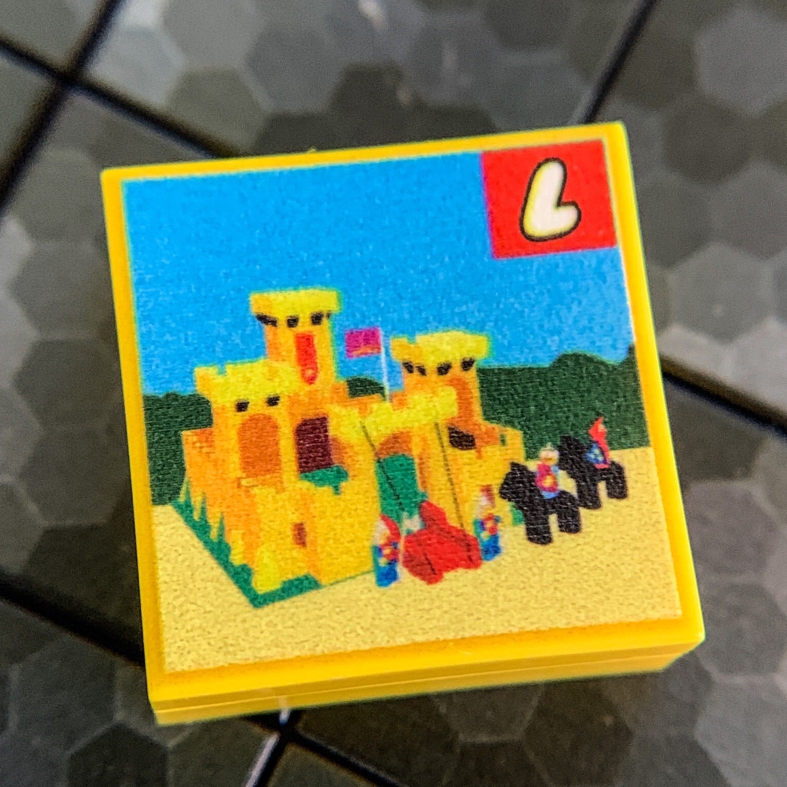 Yellow Castle Set 375 - Custom Printed 2x2 Tile