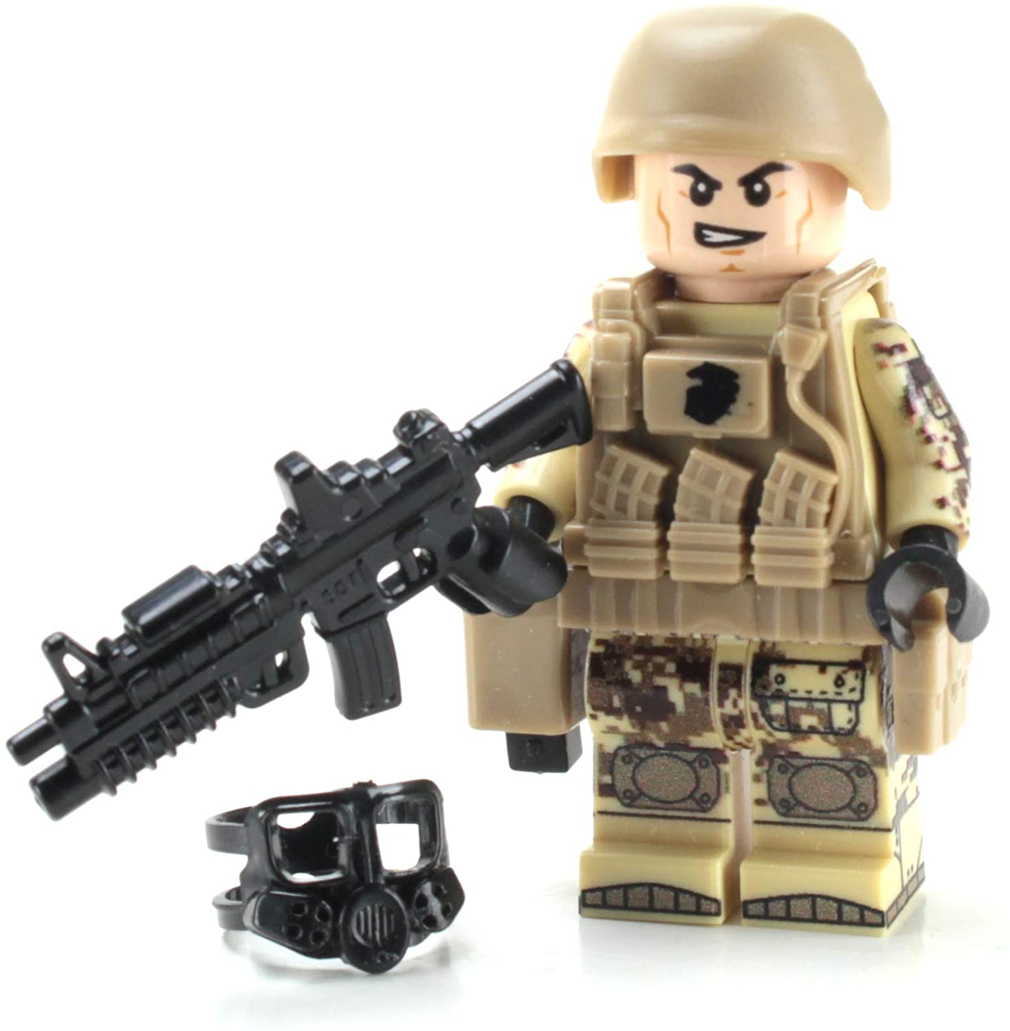 Marine Corps Desert MARPAT Chemical Warfare Soldier - Custom LEGO Military Minifig