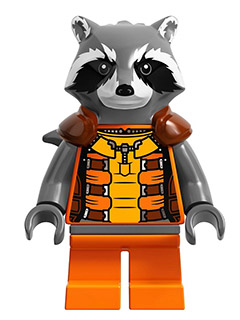 Rocket Raccoon (GOTG, Orange Outfit) - LEGO Marvel Minifigure (2014)