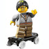 LEGO figure of a person with a helmet and glasses on a skateboard