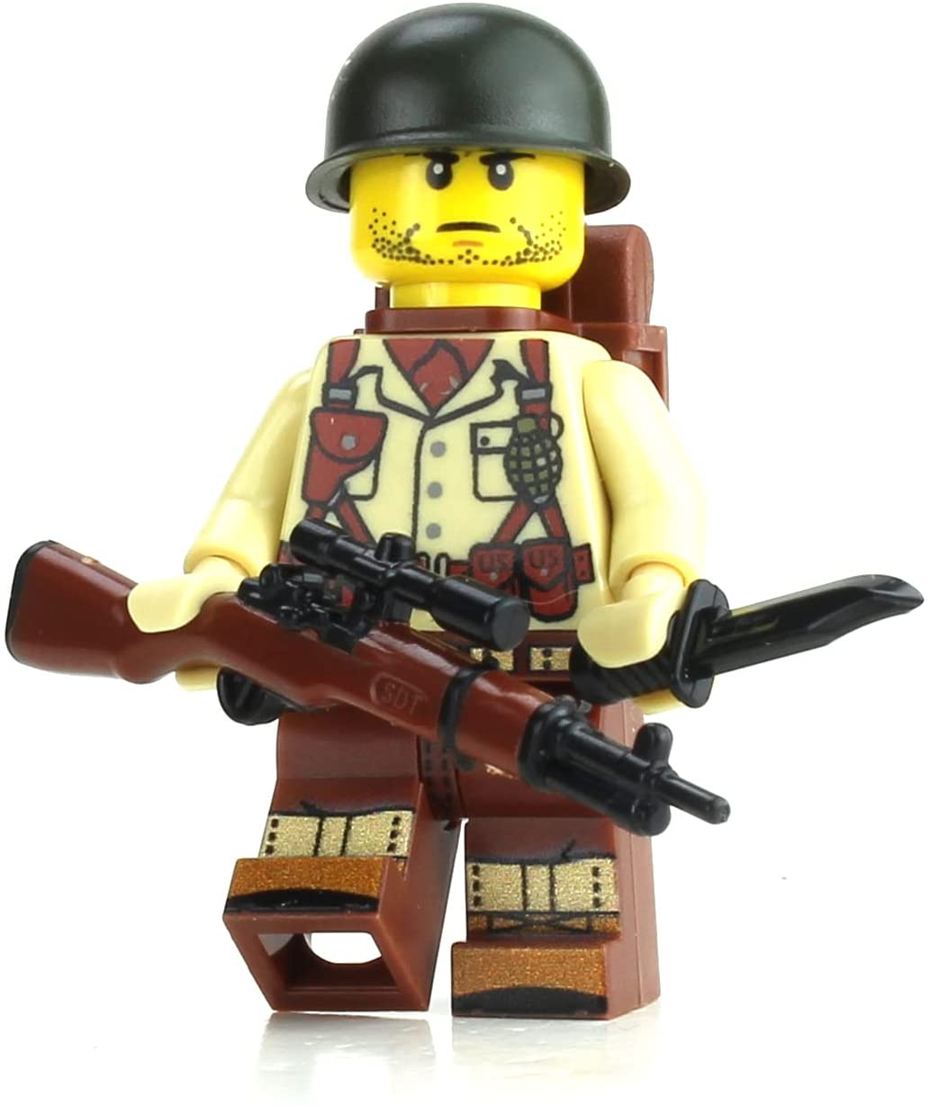 USA World War 2 Soldier w/ M1 Garand Rifle - Custom LEGO Military Minifigure